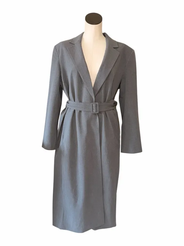 LOFT Versa Gray Belted Long Coat Dress Size M NWT – Tailored Minimalist Style - Image 2