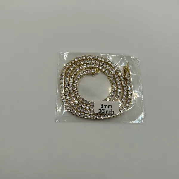 Moissanite Tennis Chain Gold 3mm 20 Inches Brand New VVS1 Necklace Men or Women - Image 2