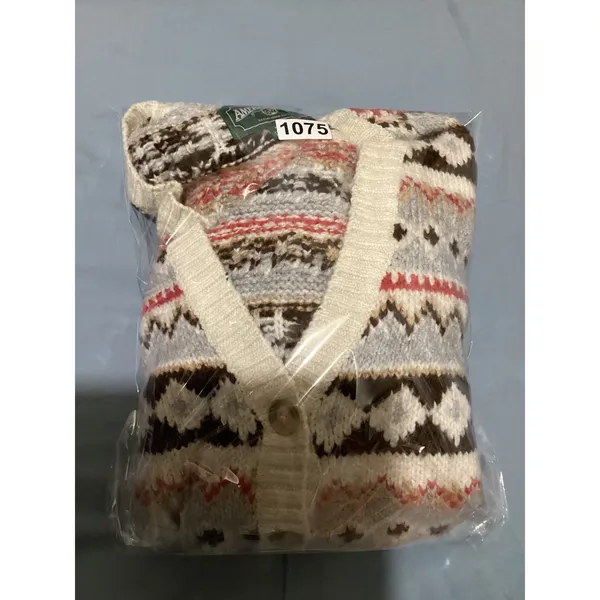 American Eagle Fair Isle Oversized Cardigan Sweater Brown Cream Grey Womens M - Image 8