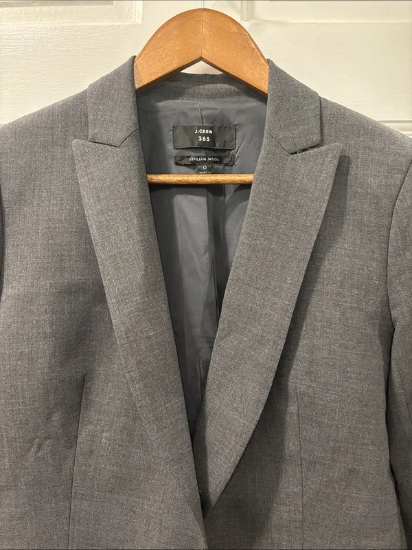 J.CREW 365 Parke Blazer Italian Stretch Wool J5383 One Button Jacket Gray Size 0 - Image 4