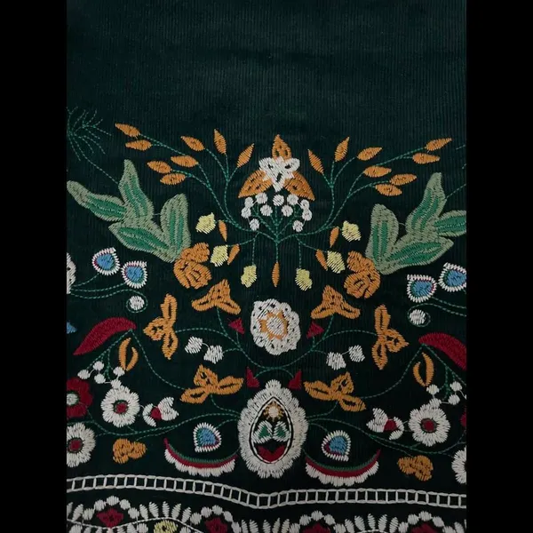 Green Corduroy Embroidered Skirt size Medium - Image 2
