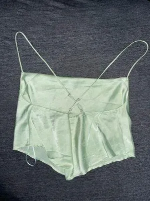 Satin Crop Top Green Size M - Image 2