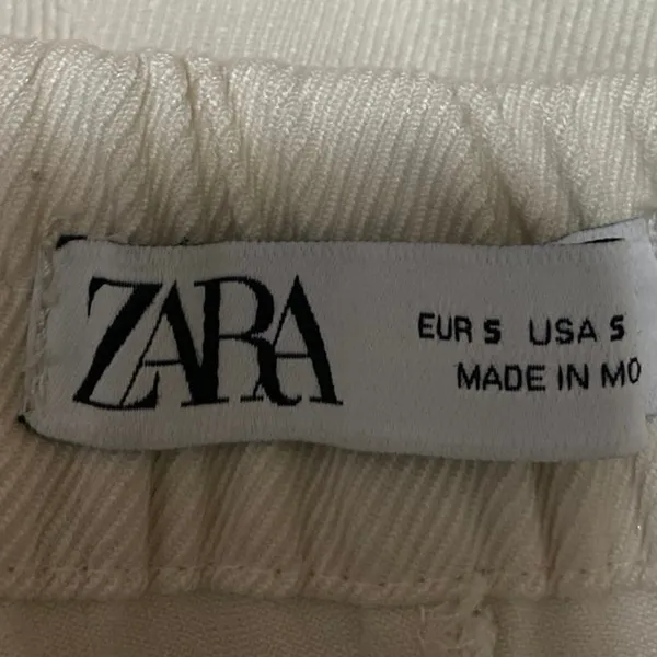 Zara Women's Beige Cream High Waisted Drawstring Flare Trousers Pants Size S - Image 4