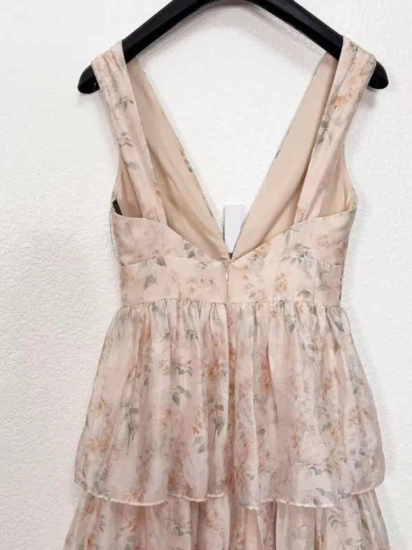 Lulus Vallia Tiered Maxi Dress Blush Floral $148 Small Dreamy Fairytale Wedding - Image 11