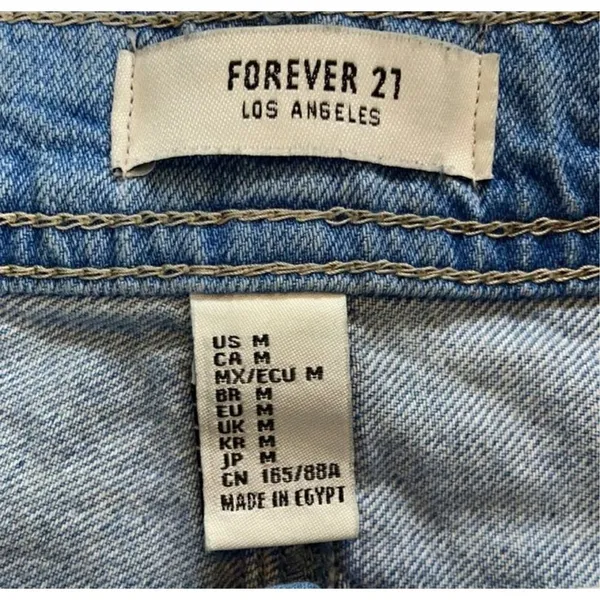 Forever 21 Distressed Ribbon Detail Jean Skirt Size Medium - Image 3