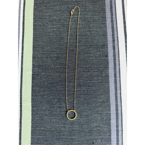 Adornia Swarovski Crystal Circle Pendant Necklace 14K Gold Plate - Image 9