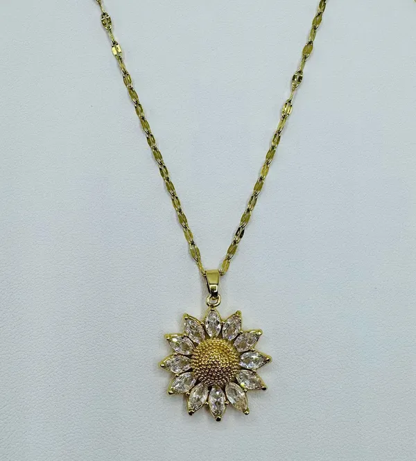 Sunflower Necklace 18K Golden Plated Stainless Steel - Image 2