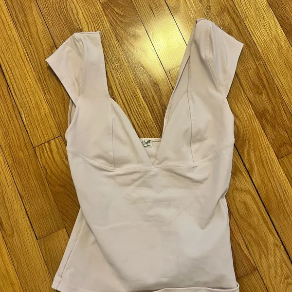 V-Neck Sleeveless Top in Light Beige - Image 2