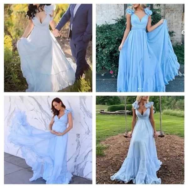 Mac Duggal 67911 Womens Ruffled Tiered Cut Out Chiffon Gown Dress - Image 5