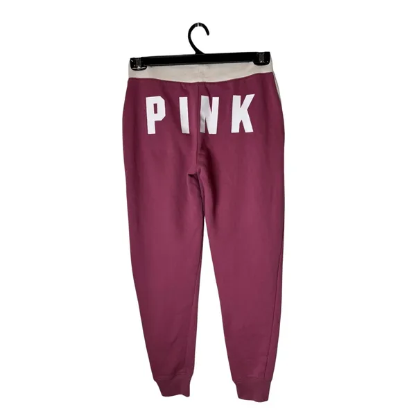 Pink Victoria's Secret Joggers Women XS Pink Logo Sweatpants Athleisure Lounge - Image 3