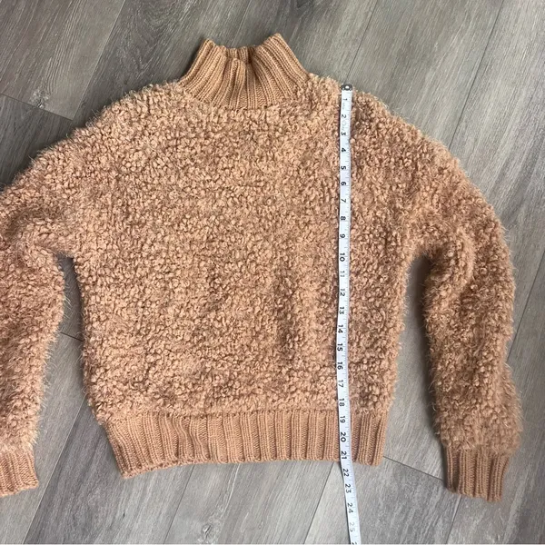 Express Teddy Bear Textured Caramel Brown Mock Turtleneck Sweater XXS - Image 6
