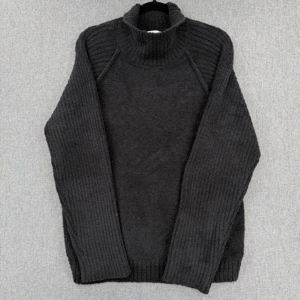 Softies Marshmallow Rib Mock Neck Sweater Black Sz L Plush Cozy Lounge Oversized - Image 8
