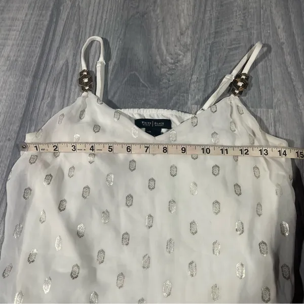White House Black Market White Camisole with Silver Accents - Image 3