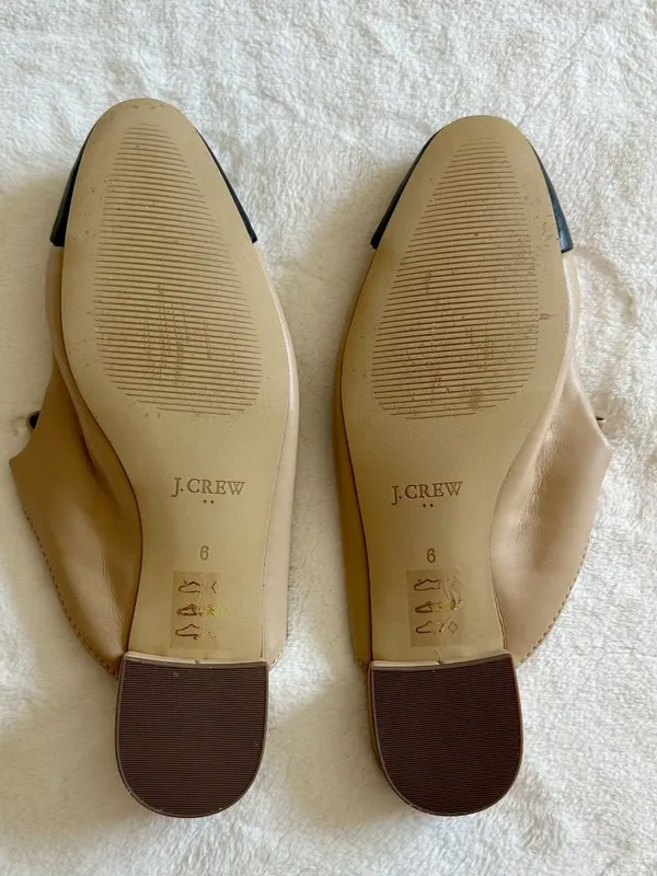 NEW J.Crew Cap Toe Bow Mules Nude/Black - Size: 6 - Image 6