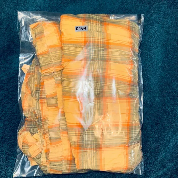 164‎ | Urban Outfitters Plaid Ruffle Smocked Back Romper Orange Yellow Women L - Image 8