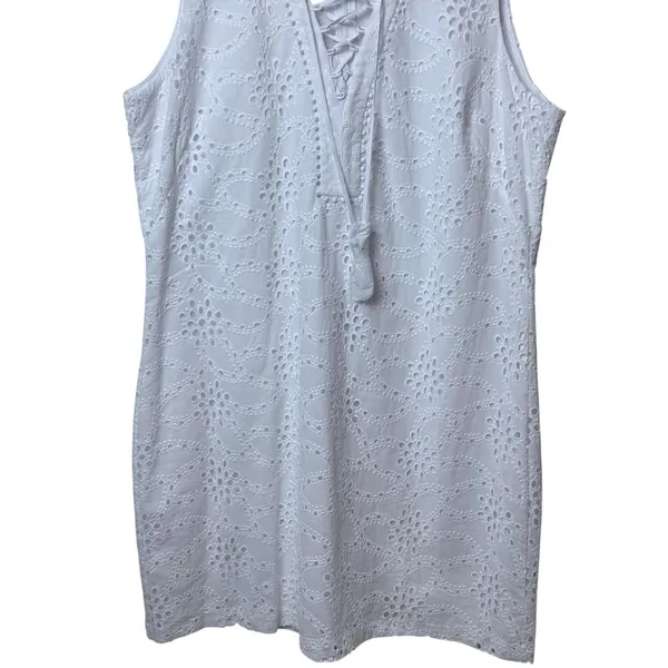 NEW White House Black‎ Market White Eyelet Dress Coastal Cottagecore Feminine 16 - Image 4