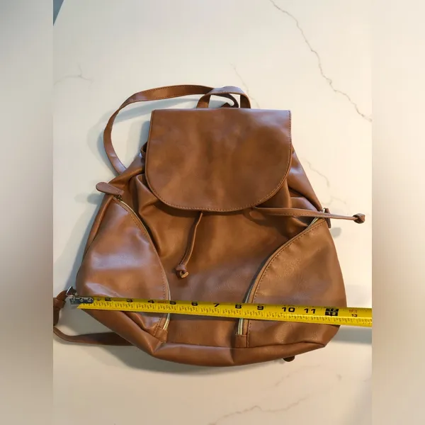 NWOT Brown Faux Leather Backpack OS - Image 11