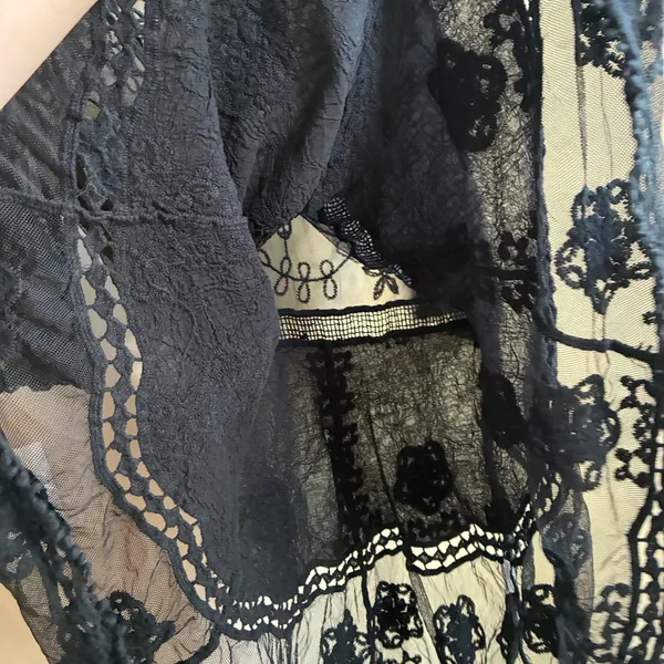 Unbranded Sheer Floral Lace Tunic Plus Size Black Women V-Neck Embroidered - Image 4