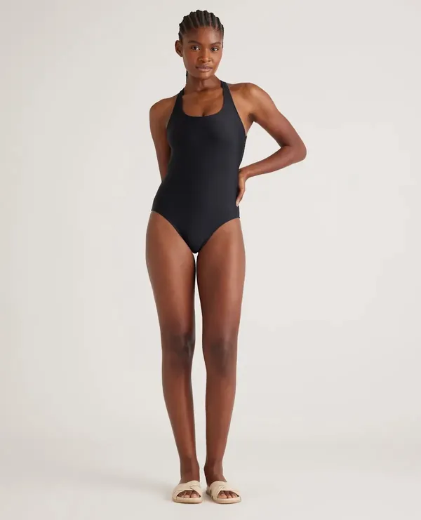 New Quince Cross-Back One-Piece Swimsuit in Black Size Medium MSRP $49 - Image 3