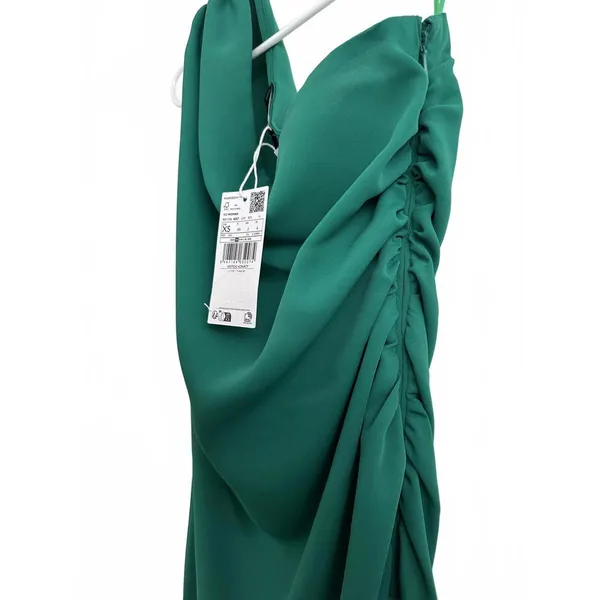 Mango Asymmetric Dress with Draped Details Naty Green NWT Size 2/XS - Image 9
