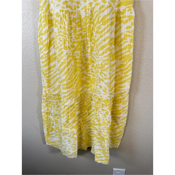 Nation LTD Yellow Animal Print Cotton Mini Dress Womens XS Casual Summer Beachy - Image 10