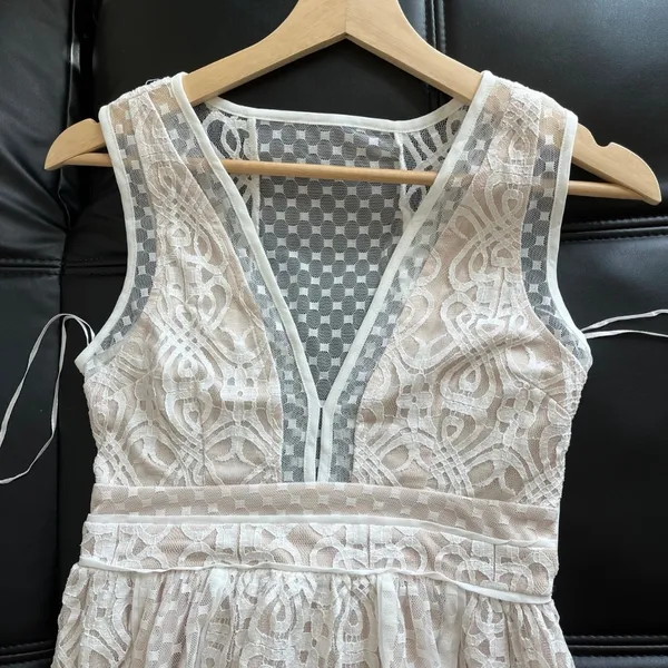 Deep V neck Sleeveless Lace Maxi Dress - Prom Wedding Guest Vacation Beach - Image 3