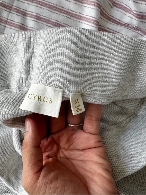 Cyrus Light Gray Ribbed Knit Lounge Pants - Image 2