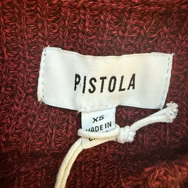 NWT Pistola Eva Distressed Crew Neck Knit Pullover Sweater Women's XS Red Black - Image 14