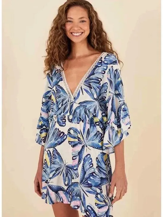 Farm Rio butterfly dolman sleeve mini dress size small - Image 8