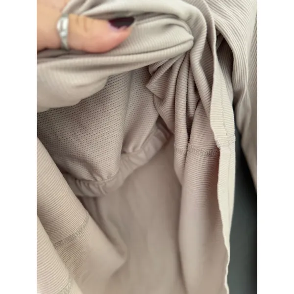 Yogalicious Heavenly Rib Kathleen Long Sleeve Top Beige Ribbed Shelf Bra Large - Image 8