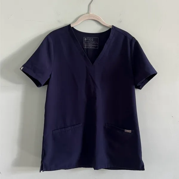 FIGS Casma FIONx Three Pocket Navy Blue Short Sleeve Scrub Top - Image 4