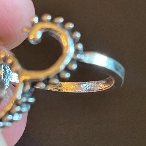 Turquoise stone silver plated horn ring size 6 - Image 3