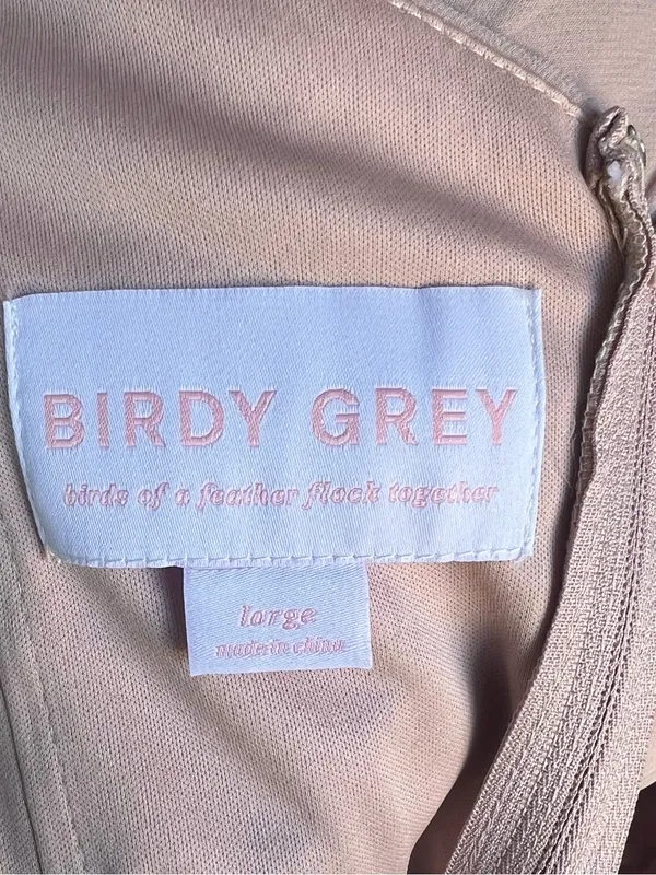 Birdy Grey Spence Convertible Maxi Dress Bridesmaid taupe Chiffon Sz L NWT - Image 9