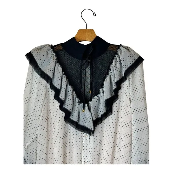 HAH Hot As Hell Bodysuit Women Small Black White Polka Dot Heavy Knecking‎ NWT - Image 6