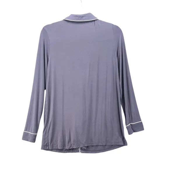 Shapeez Gray Bamboo Spandex Button Down Pajama Set Small Long Sleeve Wide Leg - Image 4