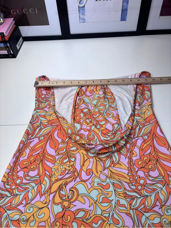 VILA Halter Midi Dress in Orange, Pink & Yellow Swirl Print NWT Size EU M - Image 8