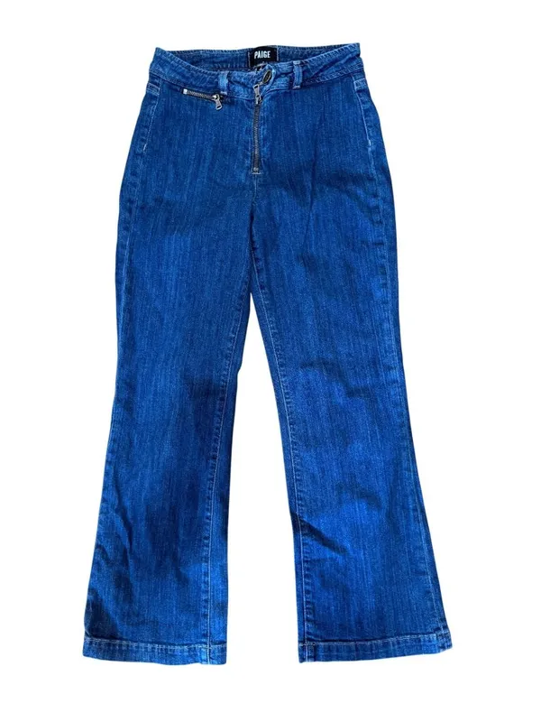 Paige Milo Crop Flare Jeans Womens Size 25 Medium Wash High-Rise Stretch Denim - Image 2