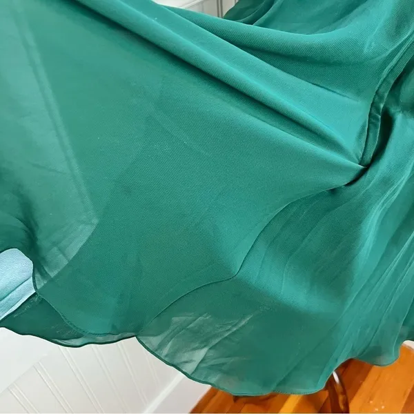 Modern Maids Emerald Green Strapless Ruched Chiffon Dress Small Brooch 4 - Image 12