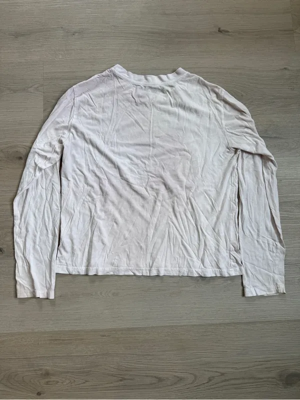Quince ivory pale pink lightweight crewneck long sleeve layering tee size small - Image 3