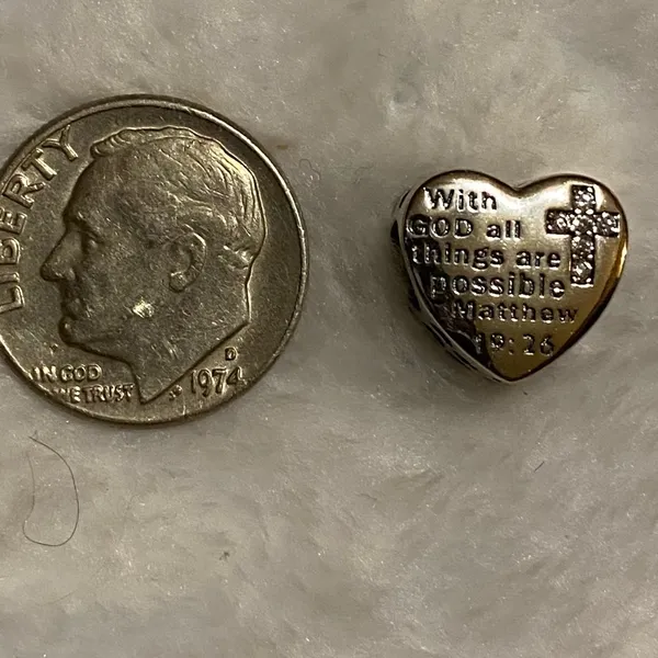 Silver Heart Charm with Inspirational Message - Image 7
