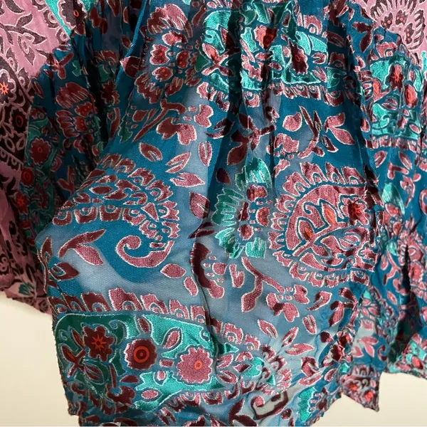 Anthropologie Valo Velvet Burnout Paisley Blouse - Image 7