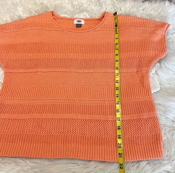 Old Navy Light Orange Knit Sweater Top Women’s Size Small Short Sleeve Spring - Image 8