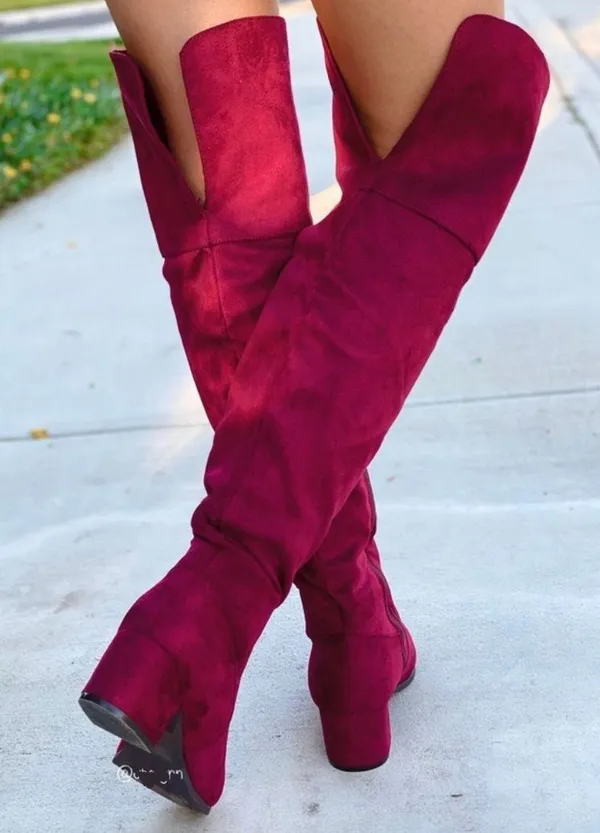 Boutique Wine Colored Over The Knee Boots - Image 2