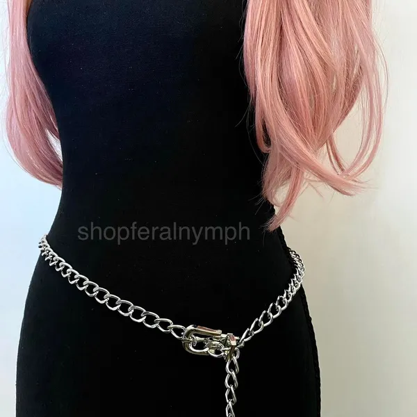 Silver Y2K Plus Size Chain Buckle Waist Belt, Fits Up to 71 Inches, X7GA1410 - Image 3