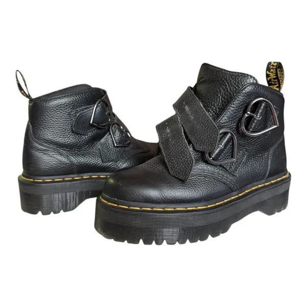 Dr. Martens Denon Flower Buckle Platform Boots Black Size 8 - Image 14