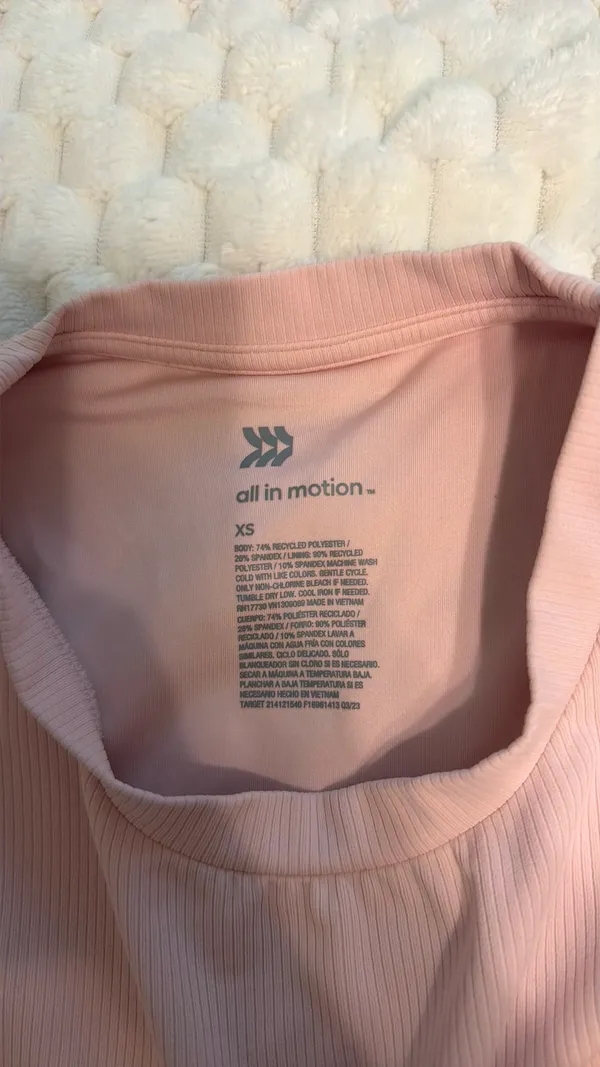 Target All in Motion Long Sleeve Athletic Top Ribbed Light Pink - Image 2