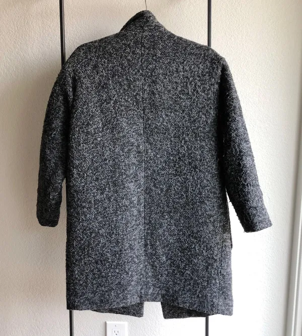 Charcoal Grey Textured Oversized Coat Gray - Image 2