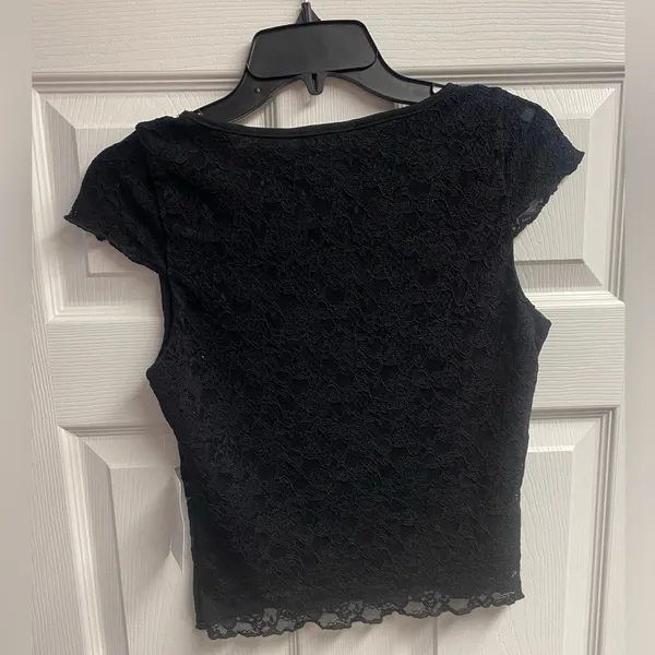 NWT Rebellious Dreamer Y2K Black Lace Crop Top Size XL - Image 5