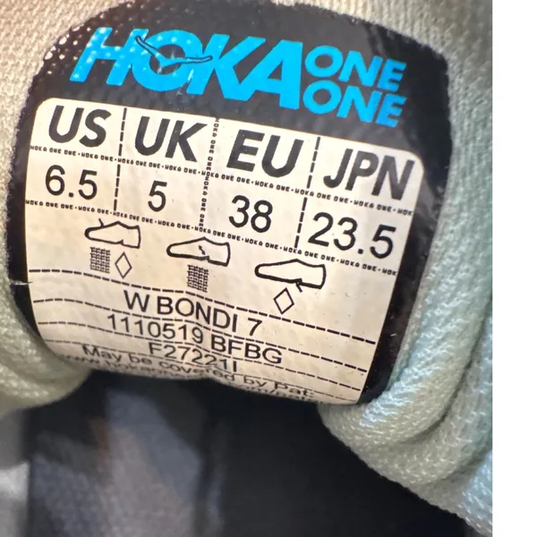 Hoka One One Bondi‎ 7 Blue Fog Black Iris Running Shoes Womens 6.5 - Image 2
