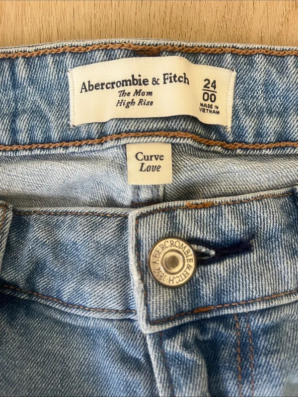 Abercrombie & Fitch High Rise The Mom Curve Love Distressed Denim Jeans Size 24 - Image 3